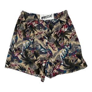 Vintage 80's Marissa Aloha Hawaiian Girl Print High Rise Cotton Shorts Large